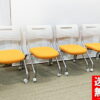 【中古・送料無料 地域限定】４脚セット スタッキングチェア 会議用チェア