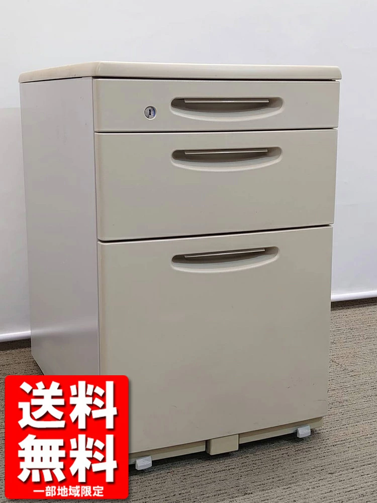 オカムラ SD 3段ワゴン サイドワゴン デスクワゴン キャスターワゴン 事務ワゴン スチールワゴン 袖机 脇机 中古