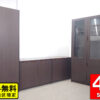 【送料無料 東京地区限定】 役員家具4点セット ガラス書庫 ワードローブ 両開き書庫×2台【中古オフィス家具】【中古】