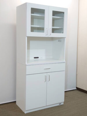 オカムラ オフィス用 キッチンキャビネット L8591A ML07 キッチン書庫 食器棚 ビジネスキッチン ティーキャビネット 食器収納ユニット キッチンカウンター オフィスキッチン レンジ台 okamura L859シリーズ 国産 【中古オフィス家具】【中古】