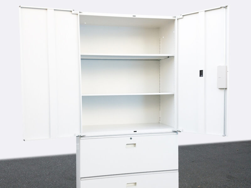 【美品】イトーキ シンライン 上下書庫 両開き書庫 ラテラル書庫 キャビネット ユニット書庫 本棚 書棚 スチール書庫 収納庫 保管庫【中古オフィス家具】【中古】 - 画像 (2)