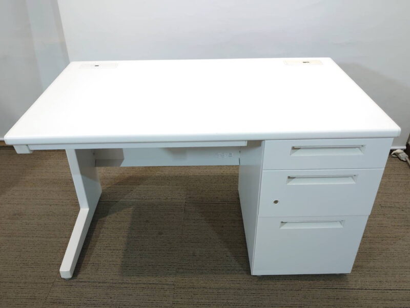 【美品】 イナバ 片袖机 片袖デスク W1000×D700×H700 ホワイト色 オフィスデスク 事務机 ワークデスク スチールデスク 事務デスク オフィス用デスク 国産 【中古オフィス家具】【中古】 - 画像 (4)