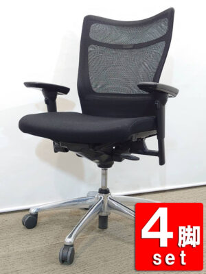 【送料無料 地域限定】 4脚セット オフィスチェア メッシュチェア デスクチェア 事務チェア キャスターチェア PCチェア OAチェア オカムラ フィーゴ 【中古オフィス家具】【中古】