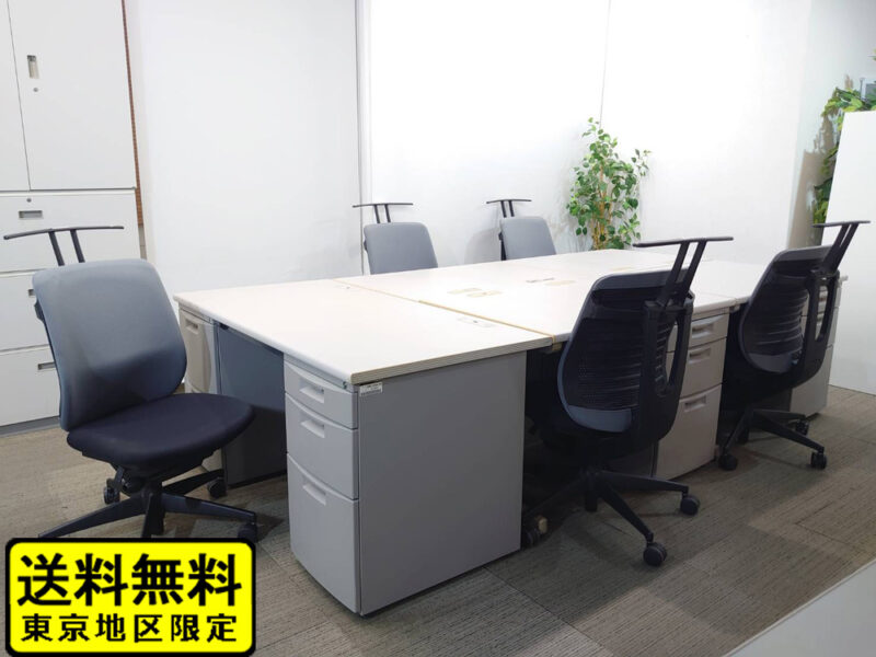 ５台セット イトーキ CZ コクヨ ベルガー 5人用 オフィスデスクセット 両袖机 片袖机 椅子 オフィスデスク オフィスチェア ITOKI W1400 W1000 KOKUYO 国産【中古オフィス家具】【中古】