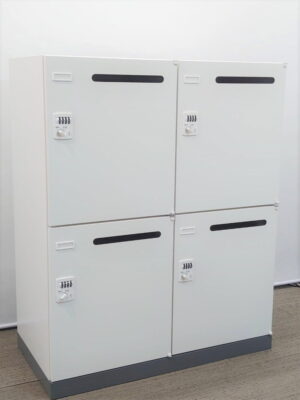 【大量入荷】生興 ４人用 パーソナルロッカー 投函口付き メールボックス ホワイト ダイヤル錠 貴重品ロッカー メールロッカー モバイルロッカー 更衣ロッカー 2列2段 W900 D450 H1110 RW45-410P-D ４名用【中古オフィス家具】【中古】