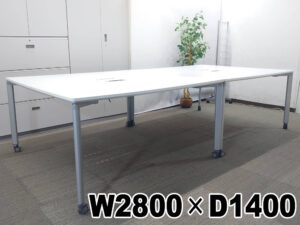 【送料無料 地域限定】 フリーアドレス 大型会議テーブル W2800 (W1400×2台) コクヨ ワークソート ワークテーブル 可動式 ミーティングテーブル 会議テーブル SDT-WS1414PAW フリアド フリーアドレスデスク 平机 平デスク 【中古オフィス家具】【中古】