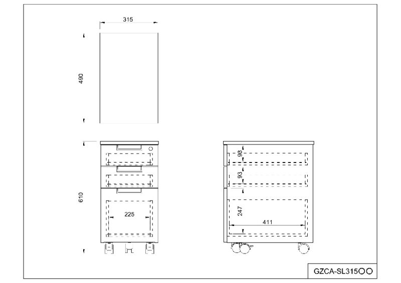 【法人様限定】送料無料 スチール脚デスク スリムワゴン ホワイト GZCA-SL315WH - 画像 (5)