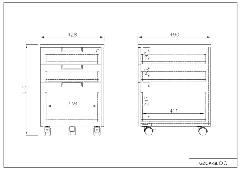 【法人様限定】送料無料 スチール脚デスク インサイドワゴン ブラック GZCA-SLBK - 画像 (6)