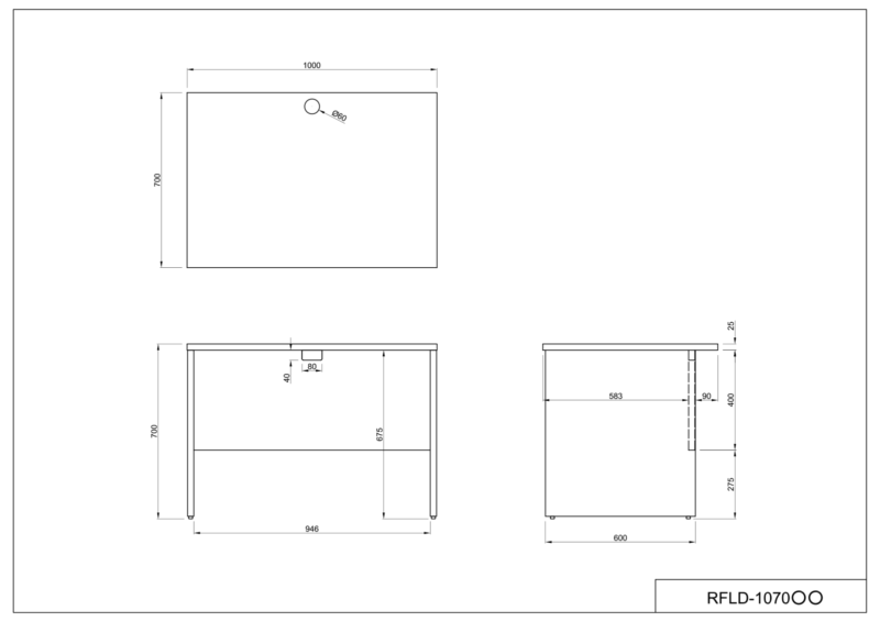 【法人様限定】送料無料 [Jシリーズ] 木製デスクⅢ W1000xD700 ナチュラル RFLD-1070NJ3 - 画像 (6)