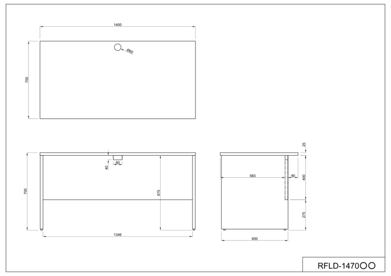 【法人様限定】送料無料 [Jシリーズ] 木製デスクⅢ W1400xD700 ウォルナットⅡ RFLD-1470DMJ4 - 画像 (6)