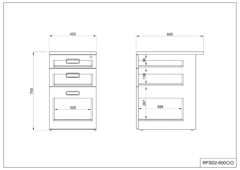 【法人様限定】送料無料 ノルム 脇机Ⅱ W420xD600 ダーク RFSD2-600DB - 画像 (4)