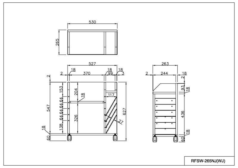 【法人様限定】送料無料 [Jシリーズ] スリムワゴン W530xD265 ホワイト RFSW-265WJ - 画像 (8)
