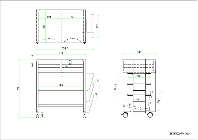 【法人様限定】送料無料 ノルム 木製収納ワゴン ロー 傾斜棚付 ナチュラル SHTKWG2-NA - 画像 (5)