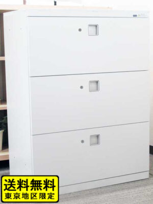 ラテラル書庫 キャビネット 3段 オカムラ レクトライン ホワイト色 W800 幅80 省スペース コンパクト 中古