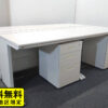 【送料無料 東京地区限定】 【美品】 ４人用 開業セット 平机 片袖机 スチールデスク オフィスデスク 事務デスク ワークデスク 事務机 平デスク 片袖デスク デスクセット ワゴン スチールワゴン サイドワゴン デスクワゴン ホワイト色 デスク W1000×4台 3段ワゴン×4台 【中古オフィス家具】【中古】