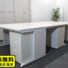 【送料無料 東京地区限定】 【美品】 ５人用 開業セット 平机 片袖机 スチールデスク オフィスデスク 事務デスク ワークデスク 事務机 平デスク 片袖デスク デスクセット ホワイト色 ワゴン スチールワゴン サイドワゴン デスクワゴン デスク W1400×1台 W1000×4台 3段ワゴン×5台  【中古オフィス家具】【中古】