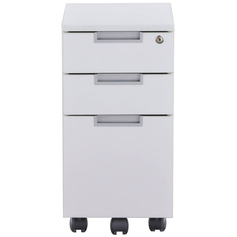 【法人様限定】送料無料 スチール脚デスク スリムワゴン ホワイト GZCA-SL315WH - 画像 (2)