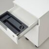 【法人様限定】送料無料 スチール脚デスク インサイドワゴン ホワイト GZCA-SLWH - 画像 (3)
