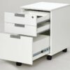 【法人様限定】送料無料 スチール脚デスク インサイドワゴン ホワイト GZCA-SLWH - 画像 (4)