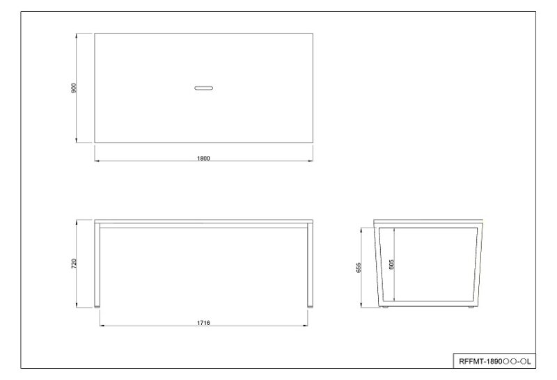 【法人様限定】送料無料 リスム ミーティングテーブル W1800xD900 ウォルナットxホワイト脚 4ヶ口コンセント付 RFFMT-1890DM-WL - 画像 (5)
