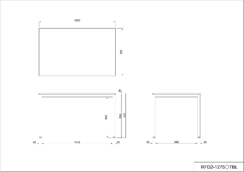 【法人様限定】送料無料 ミーティングテーブルW1200xD750 ダークⅡ×ブラック脚 RFD2-1275DB2TBL - 画像 (4)