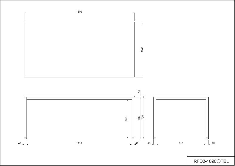 【法人様限定】送料無料 ミーティングテーブル W1800xD900 ダークⅡ×ブラック脚 RFD2-1890DB2TBL - 画像 (4)