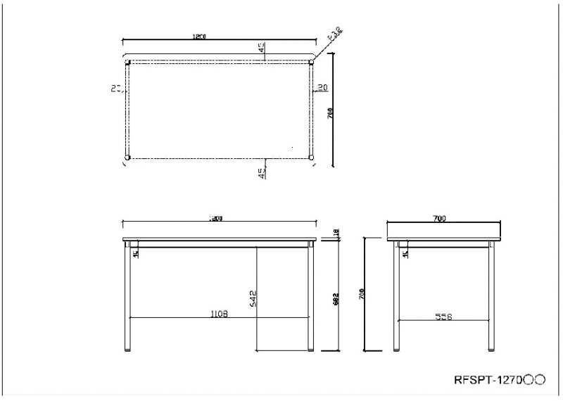 【法人様限定】送料無料 ラディーRFシンプルテーブル W1200xD700 ダークⅡ RFSPT-1270DB2 - 画像 (6)