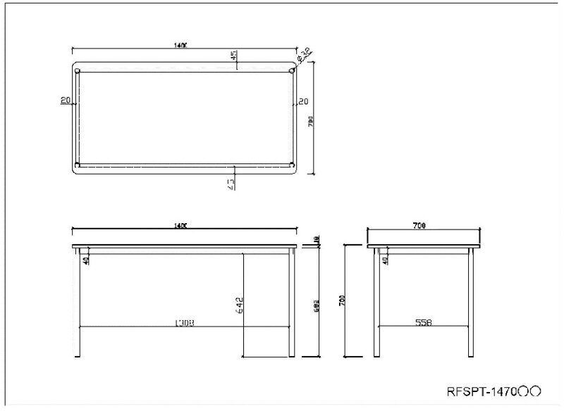 【法人様限定】送料無料 ラディーRFシンプルテーブル W1400xD700 ダークⅡ RFSPT-1470DB2 - 画像 (7)