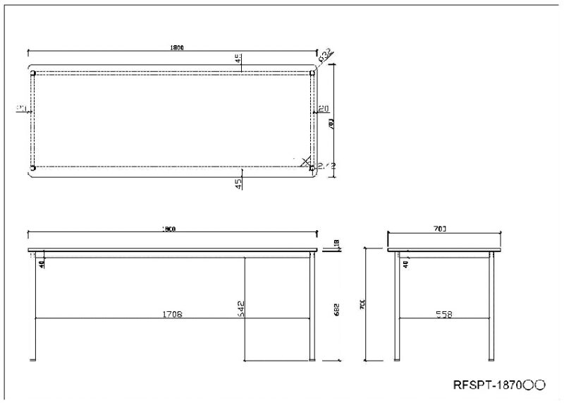 【法人様限定】送料無料 ラディーRFシンプルテーブル W1800xD700 ダークⅡ RFSPT-1870DB2 - 画像 (7)