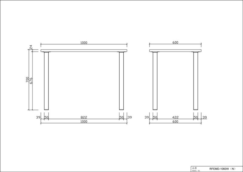 【法人様限定】送料無料 エコノミーテーブル W1000xD600 ホワイト RFEMD-1060W - 画像 (2)