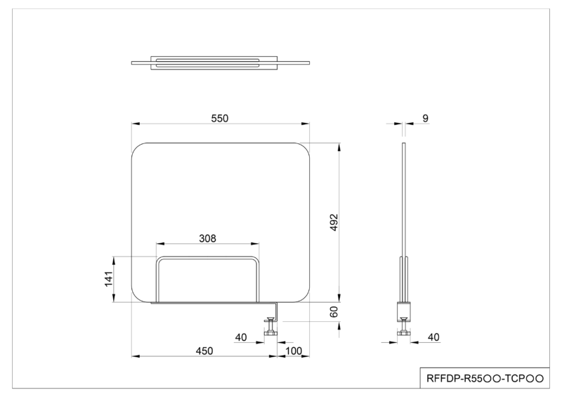 【法人様限定】送料無料 フェルトデスクトップパネル W550×H500 ベージュ×ブラック R型 クランプ式 RFFDP-R55BE-TCPBK - 画像 (6)