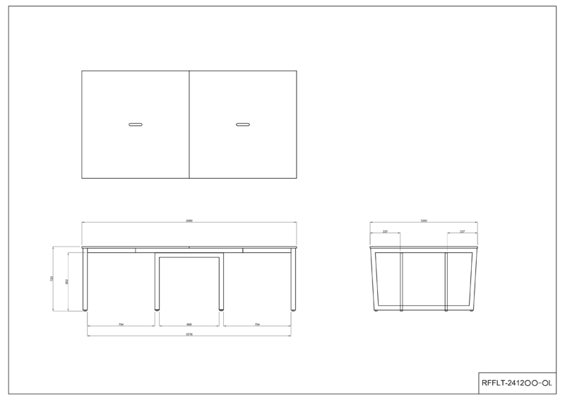 【法人様限定】送料無料 リスム フリーアドレス用テーブル W2400xD1200 ナチュラルxブラック脚 4ヶ口コンセント付 RFFLT-2412NA-BL - 画像 (5)
