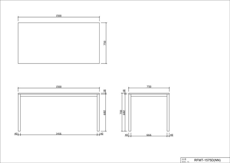 【法人様限定】送料無料 ミーティングテーブル W1500xD750 ダーク RFMT-1575D - 画像 (5)