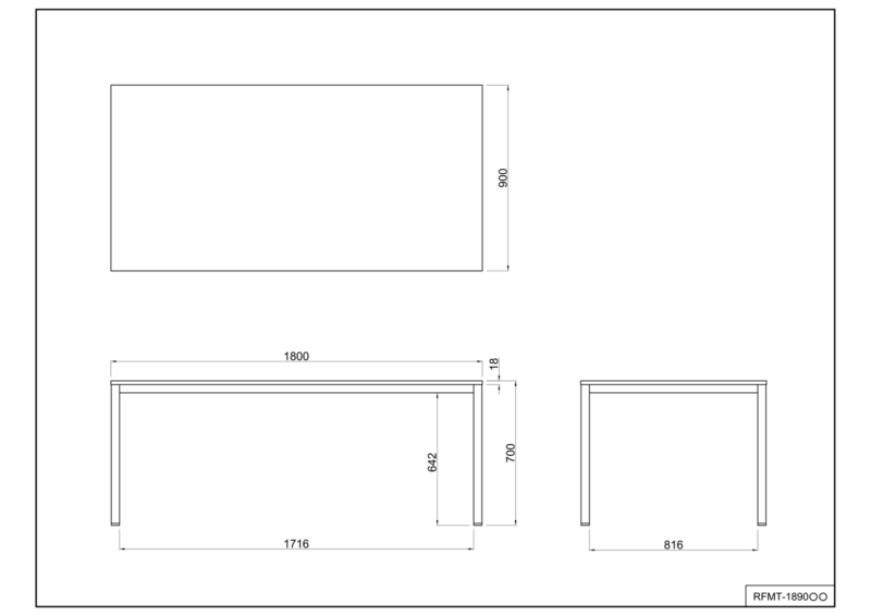 【法人様限定】送料無料 ミーティングテーブル W1800xD900 ホワイト RFMT-1890W - 画像 (5)
