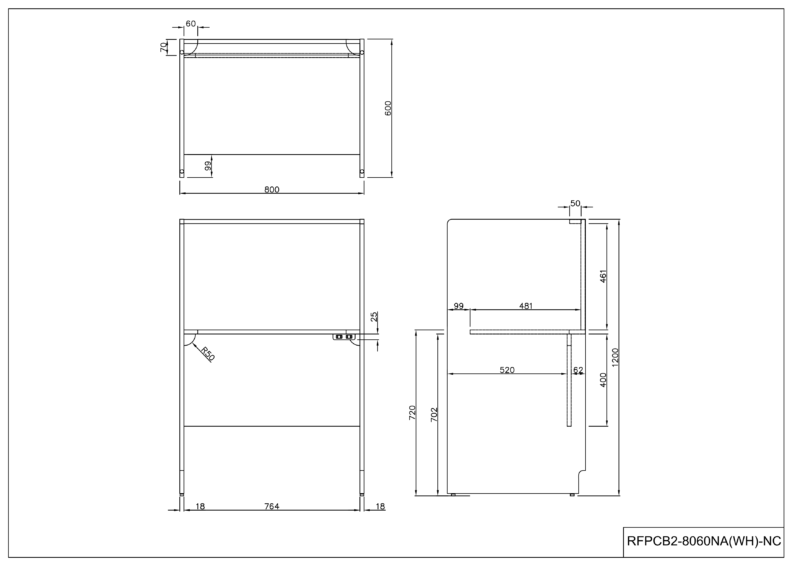 【法人様限定】送料無料 RFPCブースⅡ W800xD600 基本 2ヶ口コンセント付き ナチュラル RFPCB2-8060NA-NC - 画像 (4)