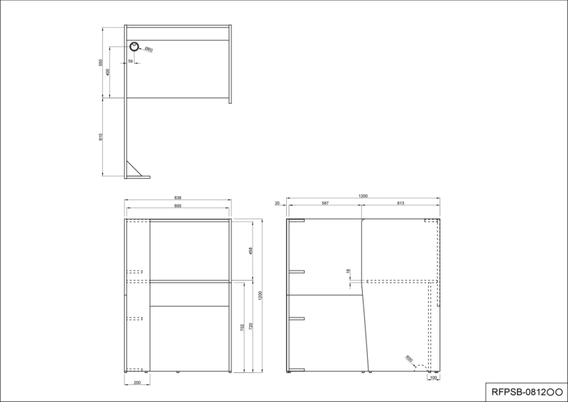 【法人様限定】送料無料 パーソナルブース W836×D1200 ホワイト RFPSB-0812WH - 画像 (7)