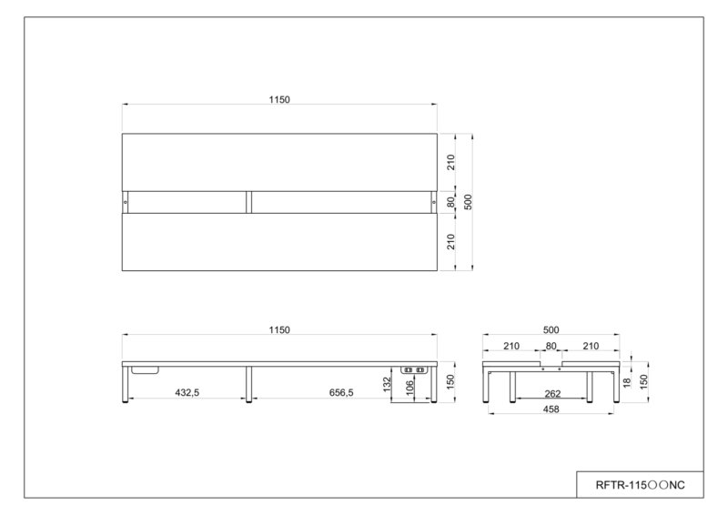 【法人様限定】送料無料 対面机上台 W1150 ホワイト 2ヶ口コンセント2個付 RFTR-115WH-NC - 画像 (6)