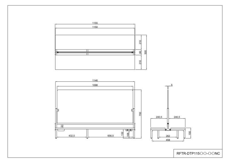【法人様限定】送料無料 対面机上台 W1150 ホワイト フロストパネル・2ヶ口コンセント2個付き RFTR-DTP115WH-FRNC - 画像 (6)