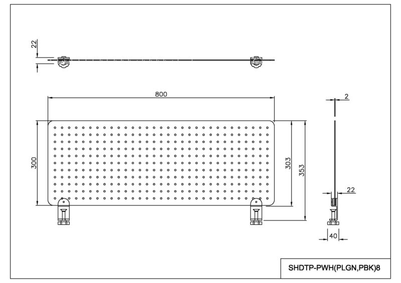 【法人様限定】送料無料 メタルデスクトップパネル W800 ブラック クランプ型 SHDTP-PBK8 - 画像 (3)