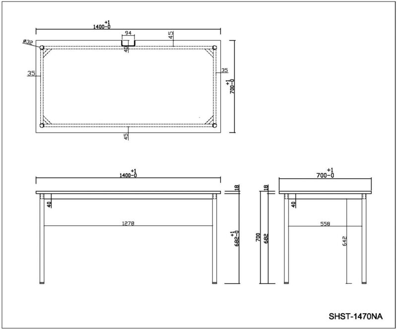 【法人様限定】送料無料 SHシンプルテーブル W1400xD700 ナチュラル SHST-1470NA - 画像 (3)