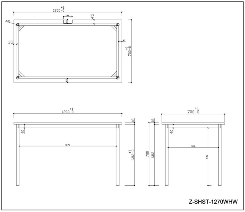 【法人様限定】送料無料SHシンプルテーブル W1200xD700 ホワイト／GN&OR&WHキャップ付 Z-SHST-1270WHW - 画像 (3)