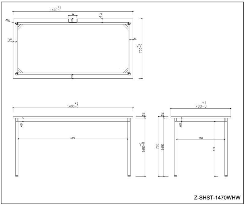 【法人様限定】送料無料SHシンプルテーブル W1400xD700 ホワイト／GN&OR&WHキャップ付 Z-SHST-1470WHW - 画像 (4)