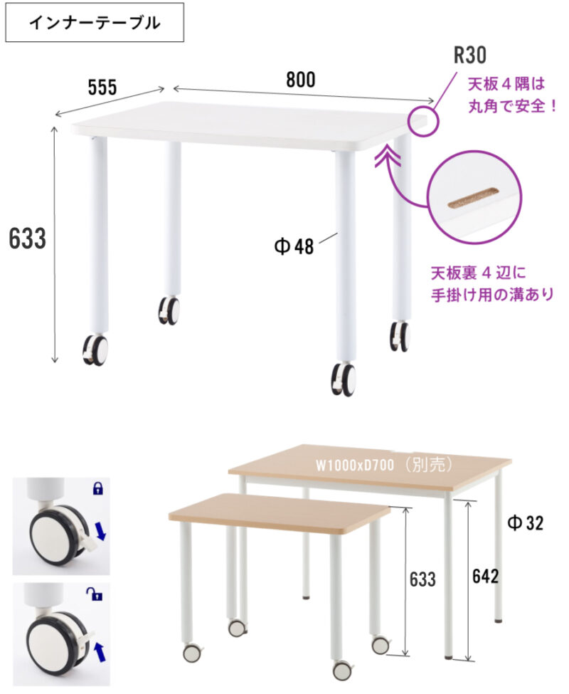 【法人様限定】送料無料 SHシンプルインナーテーブル ナチュラル SHST-INNA - 画像 (7)