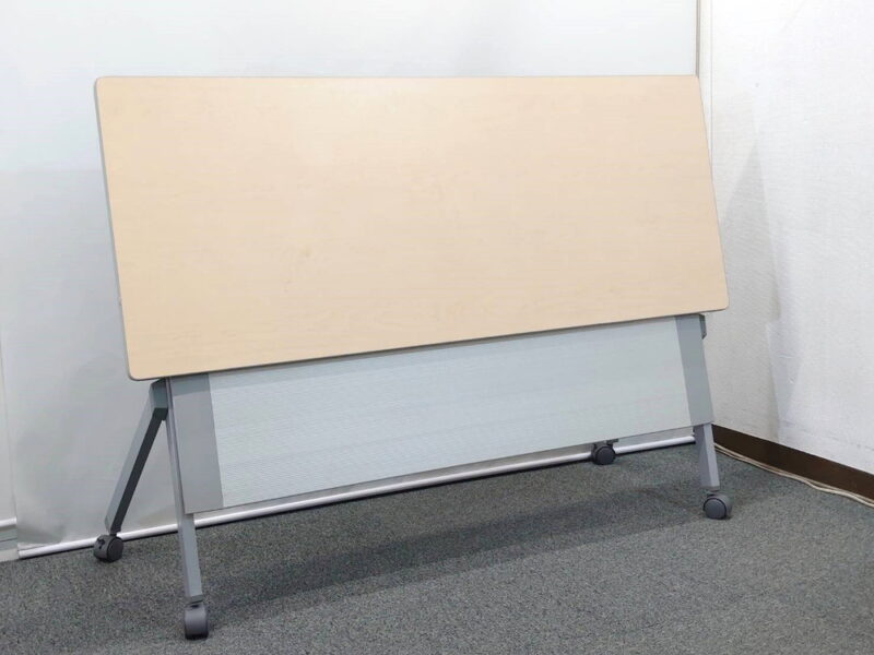 ナイキ スタックテーブル ミーティングテーブル 会議テーブル 折りたたみテーブル 折り畳みテーブル フラップテーブル 幕板付き W1500×D600 NAIKI 国産 【中古オフィス家具】【中古】 - 画像 (3)