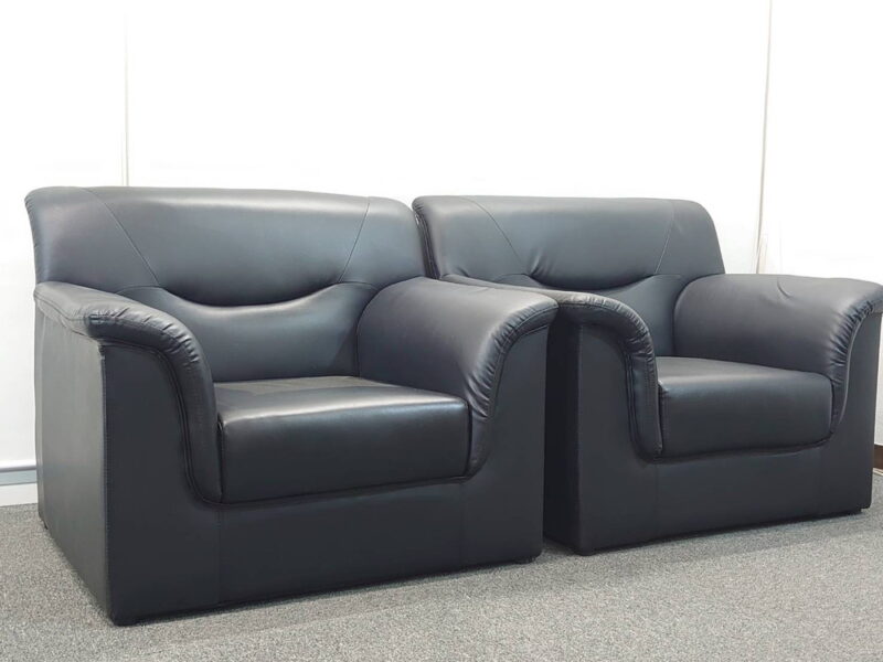 2点セット ソファ ソファセット 応接ソファ アームソファ 合皮ソファ 合皮家具 応接家具 1人掛けソファ 1人用ソファ １人掛 オフィスソファ 応接セット 【中古オフィス家具】【中古】 - 画像 (2)