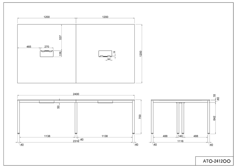 【法人様限定】送料無料 OAミーティングテーブル W2400 ダークⅡ ATD2-2412-AF2 - 画像 (4)