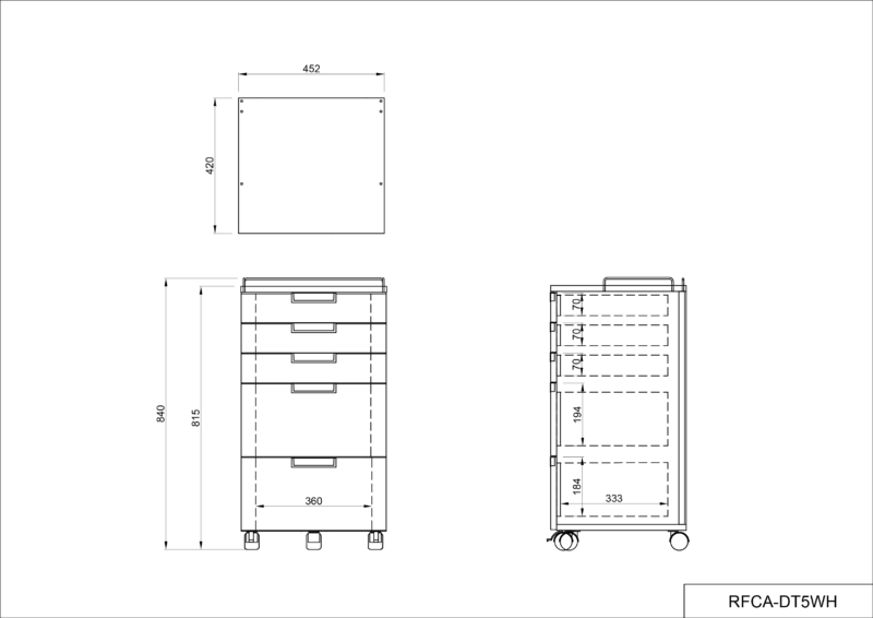 【法人様限定】送料無料 デンタルワゴン 5段 ホワイト RFCA-DT5WH - 画像 (6)