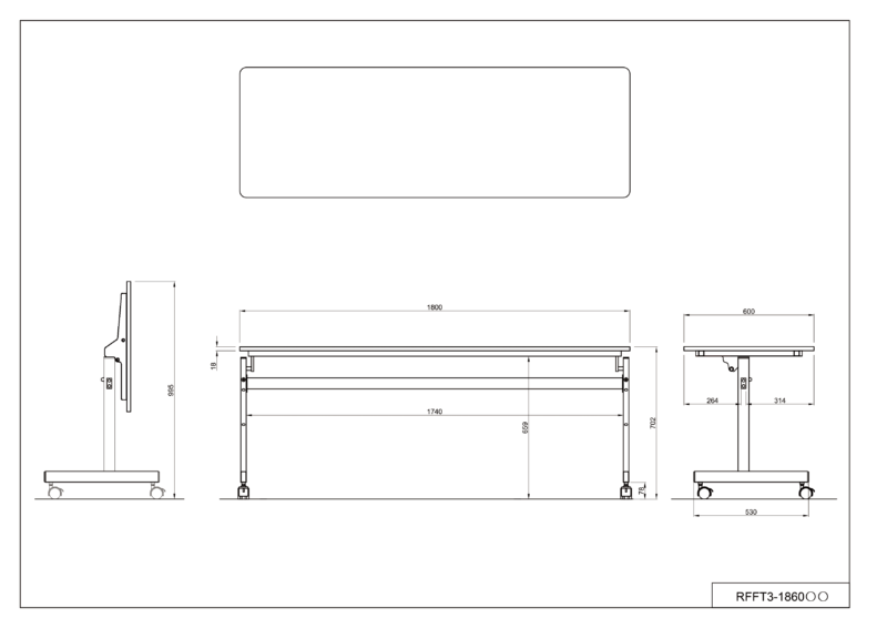 【法人様限定】送料無料 シンプルフォールディングテーブルⅢ W1800xD600 ホワイト RFFT3-1860WH - 画像 (7)