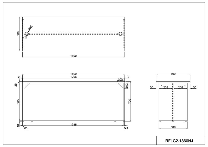 【法人様限定】送料無料 [Jシリーズ] ローカウンターⅡ W1800xD600 ナチュラル RFLC2-1860NJ - 画像 (6)