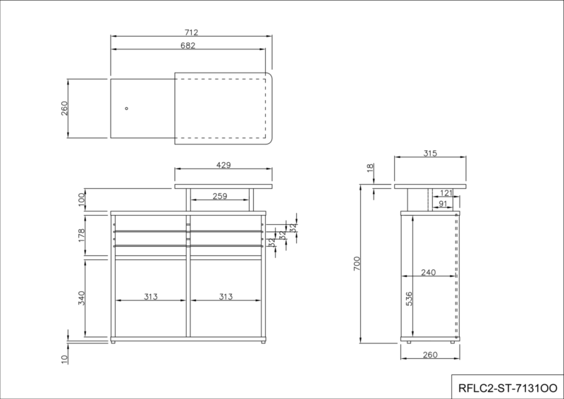 【法人様限定】送料無料 [Jシリーズ] ローカウンターⅡ用サイドテーブル ホワイト RFLC2-ST-7131WH - 画像 (6)